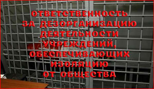 Ответственность за дезорганизацию деятельности учреждений, обеспечивающих изоляцию от общества